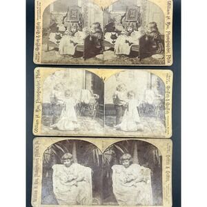 Antique William H Rau Stereoscope Cards Griffith Griffith Children Set‎ of 3
